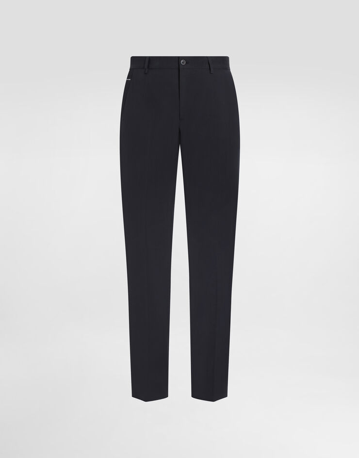 Dolce & Gabbana Stretch cotton pants with branded tag Blue GVB6ETFUFMJ