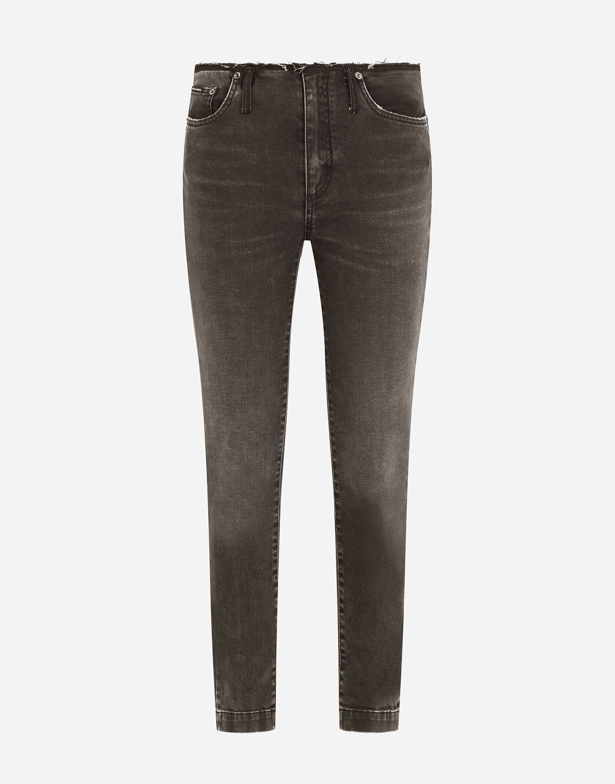 Dolce & Gabbana Cotton jeans with raw-cut waistband Black FTCWXTFUBFZ
