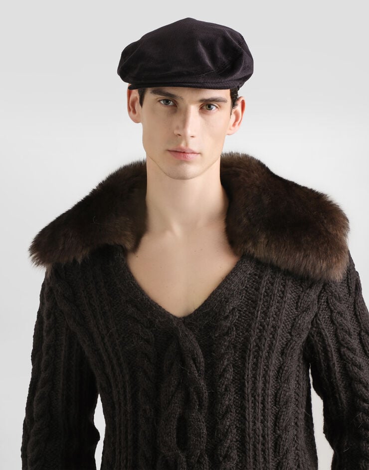 Dolce & Gabbana Wool pullover with fur collar Brown GXY47TJGMB5