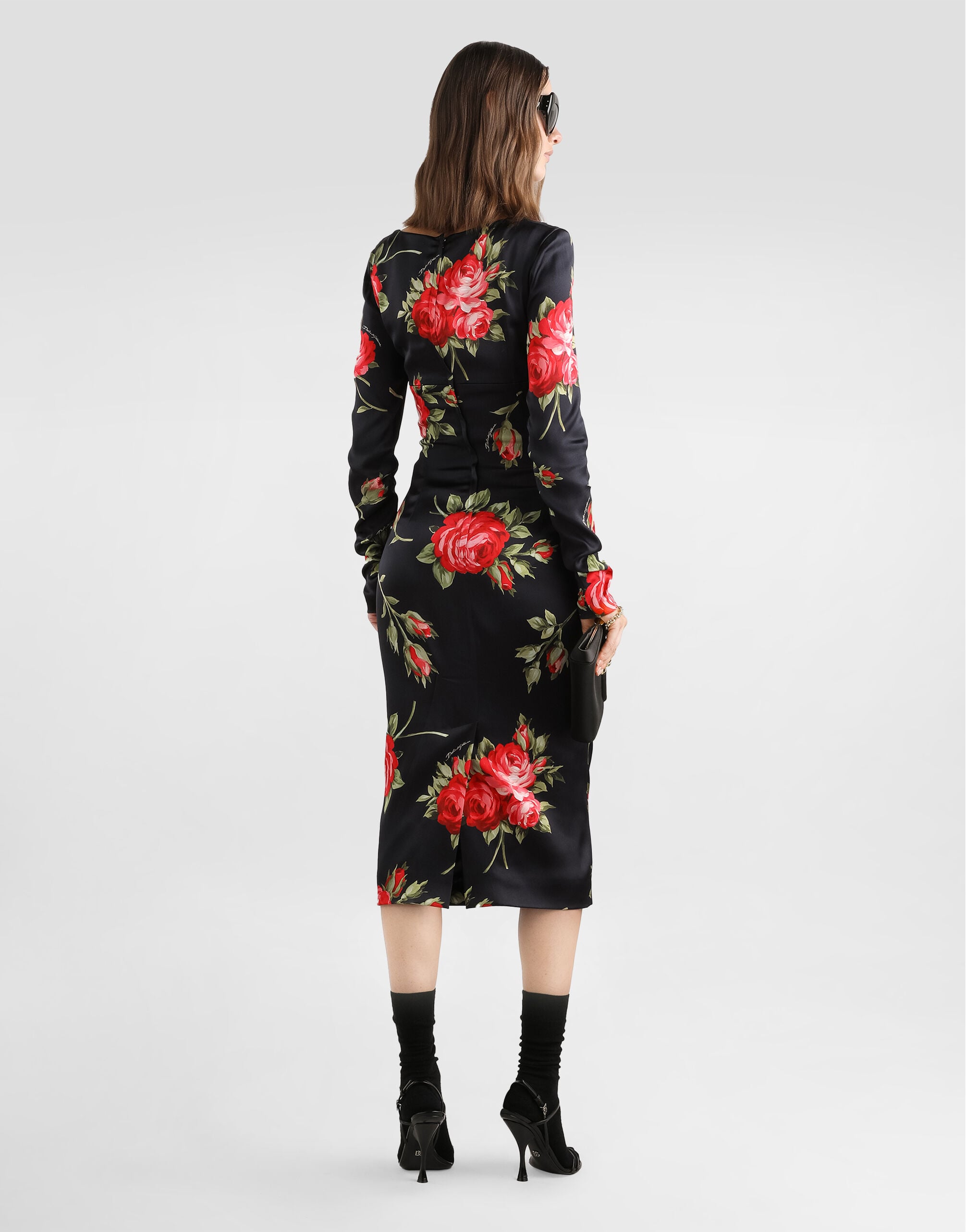 Rose bouquet-print sheath dress in Multicolor for Women