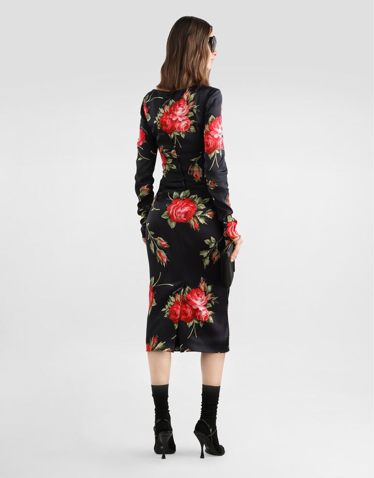 Dolce & Gabbana Rose bouquet-print sheath dress Multicolor F610FTFSICD