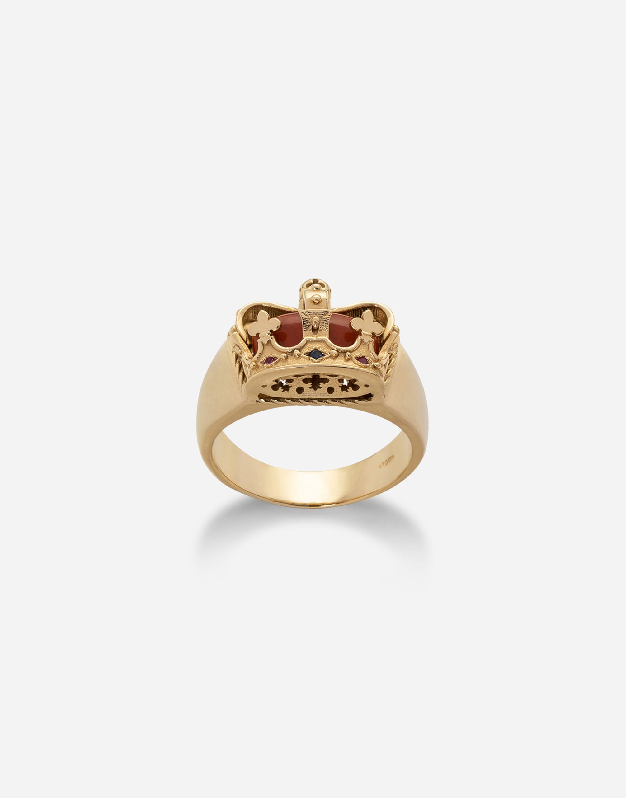 Dolce & Gabbana Crown yellow gold ring with red jasper on the inside Gold WRLK1GWJAS1