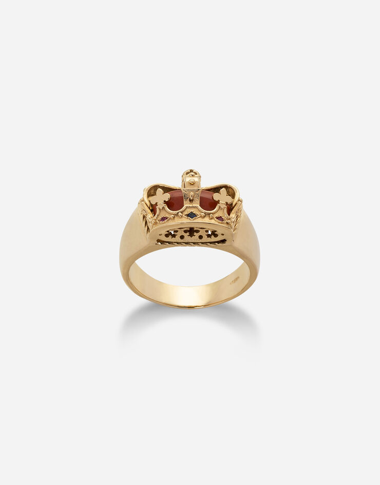Dolce & Gabbana Bague Crown avec couronne et jaspe rouge Doré WRLK1GWJAS1