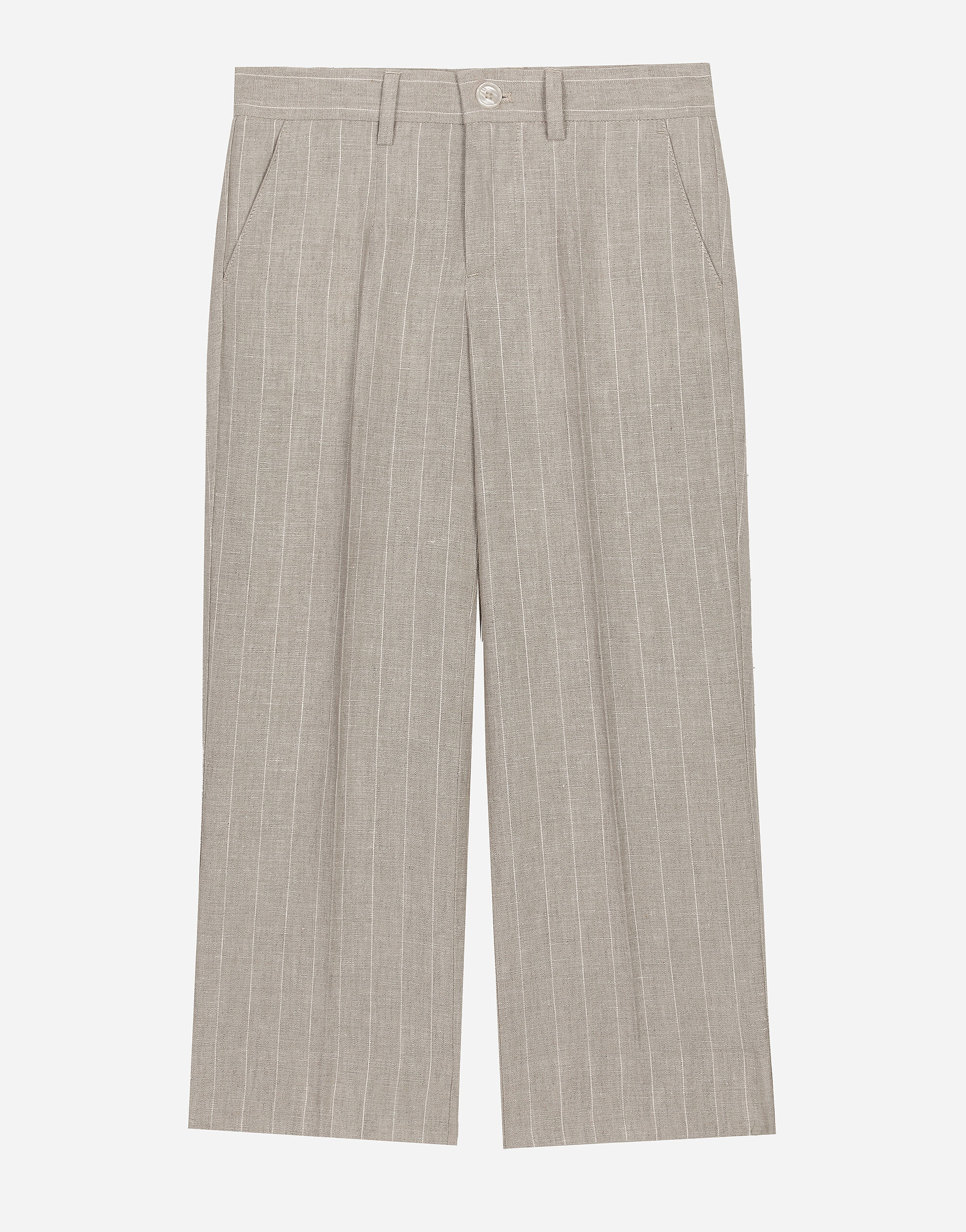 Dolce & Gabbana Pantalon classique en lin à rayures tennis Beige L43Q54G7NWW