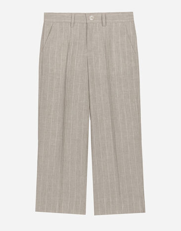 Dolce & Gabbana Klassische Nadelstreifenhose aus Leinen Mehrfarbig L44P44FR4BP