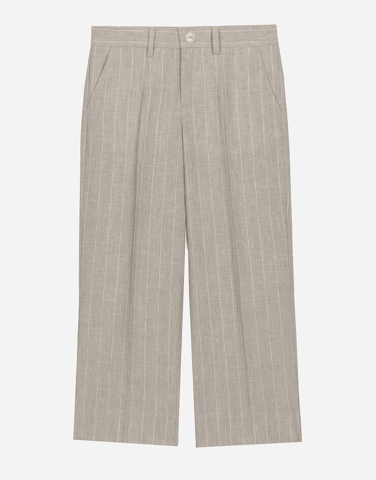 Dolce & Gabbana Pantalon classique en lin à rayures tennis Multicolore L44P44FR4BP