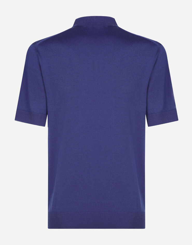 Dolce & Gabbana قميص بولو صوف ببطاقة موسومة أزرق GXO38TJCVC7