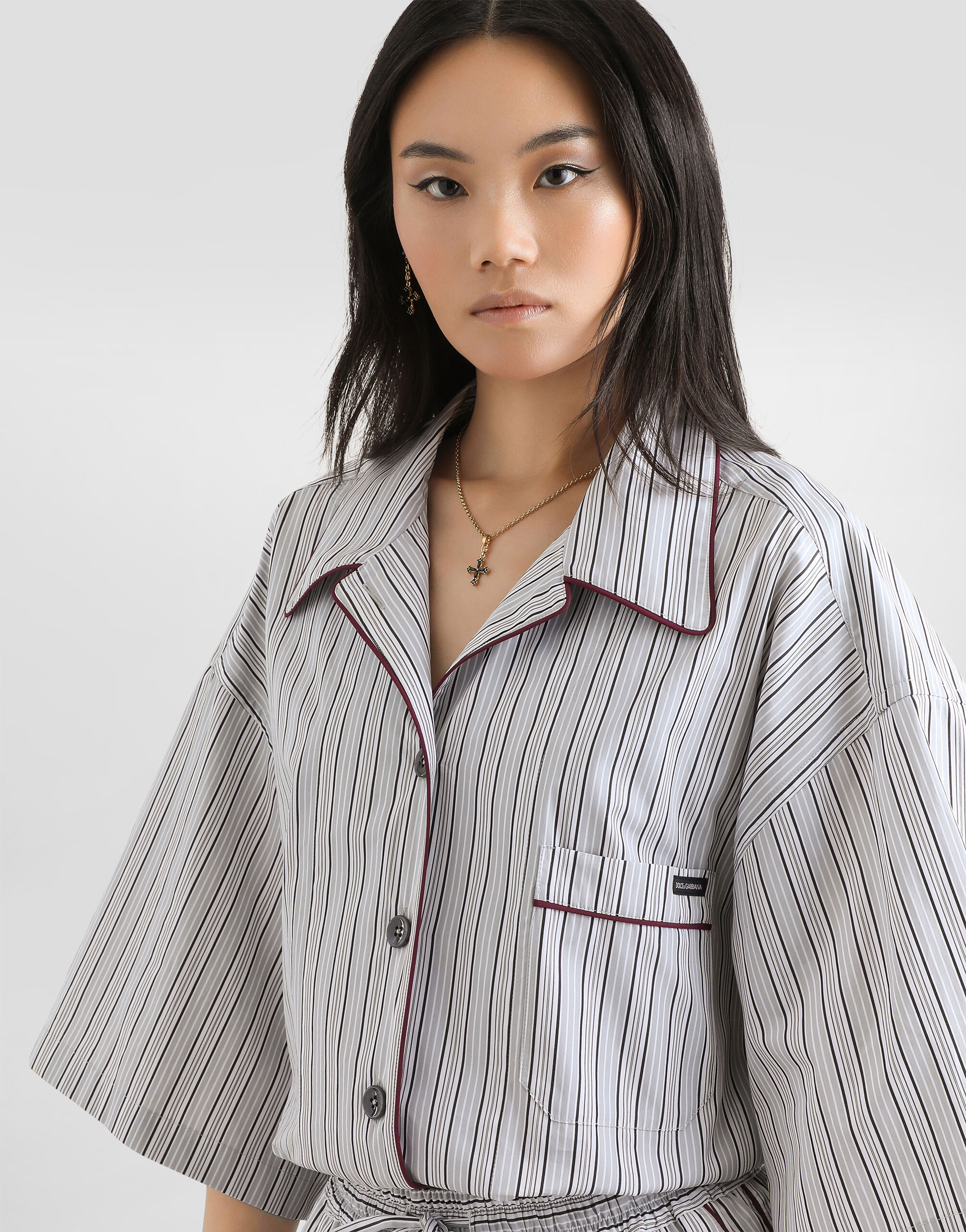 Striped poplin shirt in Multicolor for Women | Dolce&Gabbana® US