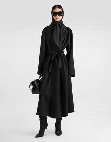 Dolce & Gabbana Double-breasted cashmere trench coat Black F0W6JTHU2BX