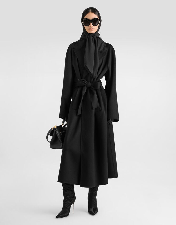 Dolce & Gabbana Double-breasted cashmere trench coat Black F0W6JTHU2BX