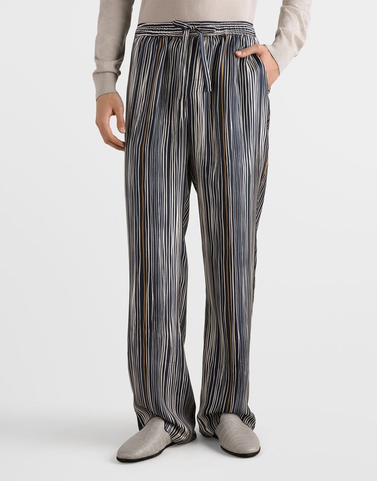 Dolce & Gabbana Stripe-print silk twill vanity trousers Dolce & Gabbana Stripe-print silk twill vanity trousers GVRMATIS140