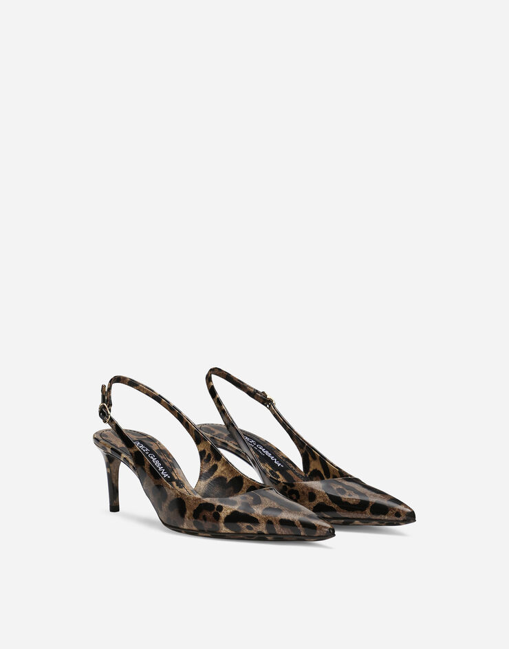 Dolce&Gabbana Printed polished calfskin slingbacks Animal Print CG0595AM568
