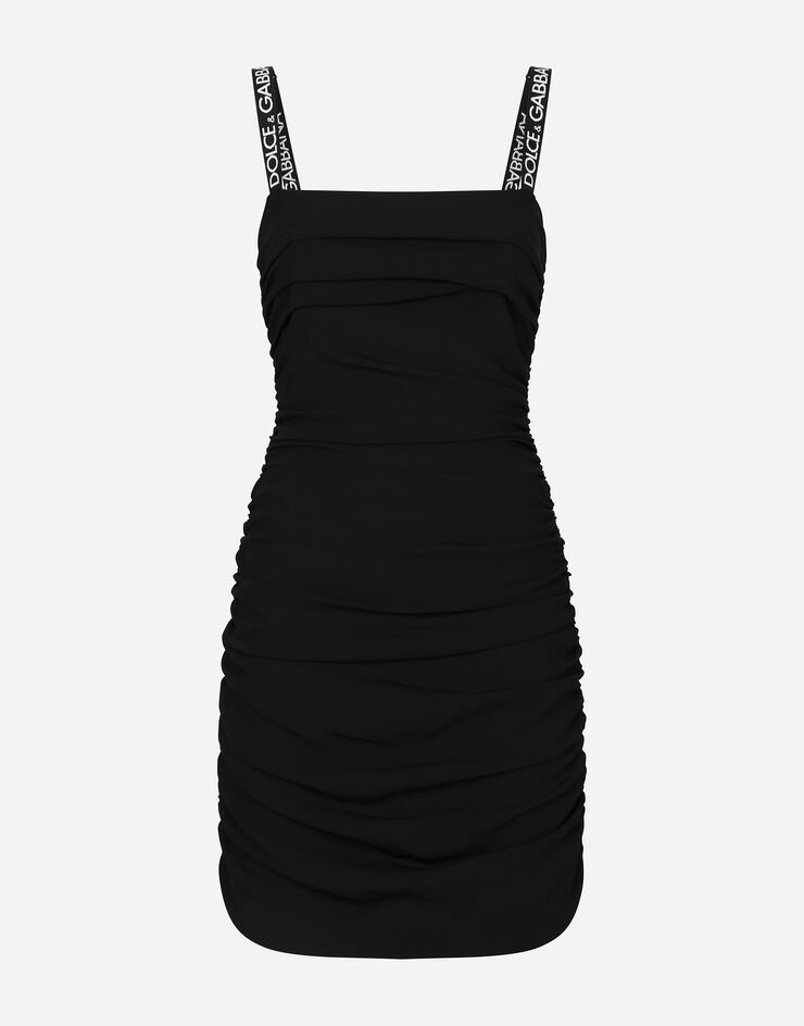 Dolce & Gabbana Short cady dress with draping Black F6AFETFUIAH