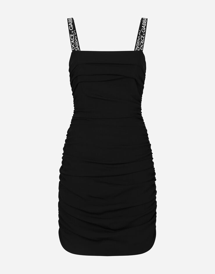 Dolce & Gabbana Short cady dress with draping Black F6AFETFUIAH