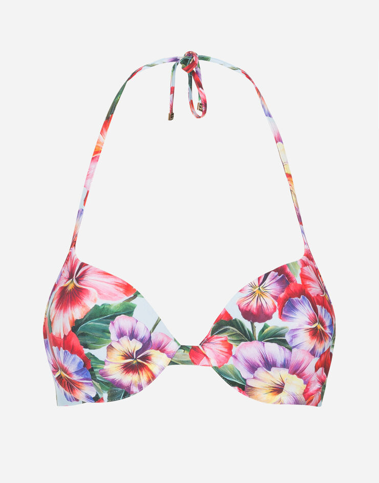 Dolce & Gabbana PUSH UP BIKINI TOP WITH VIOLET PRINT IMPRIMÉ FLEURI O1A30JFSGRZ