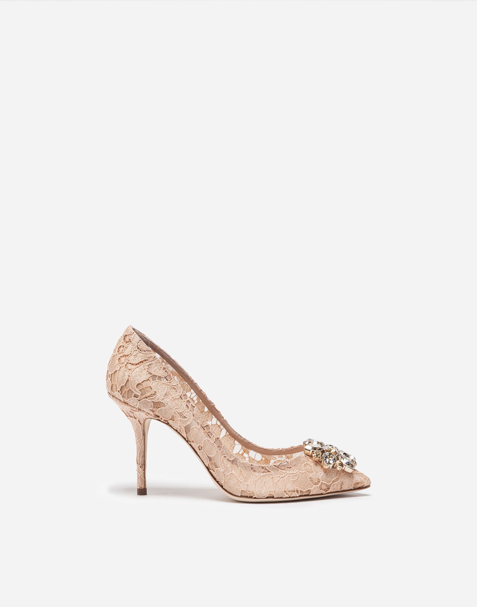 Dolce & Gabbana Lace rainbow pumps with brooch detailing Pink CG0773A2111