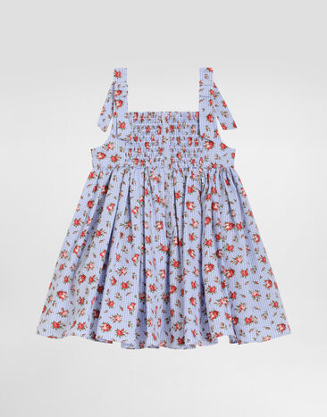 Dolce & Gabbana Kleid aus Popeline mit Rosenprint und Culotte Multicolor L24DR3HS5UL