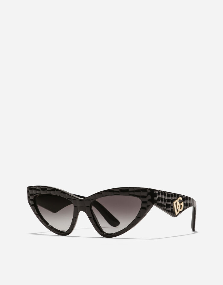 Dolce & Gabbana DG Crossed Sunglasses Black texture cocco VG443BVP88G