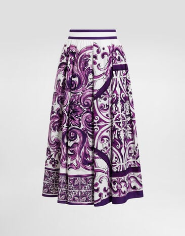 Dolce & Gabbana Majolica-print pleated skirt Multicolor F4CULTFI5JG