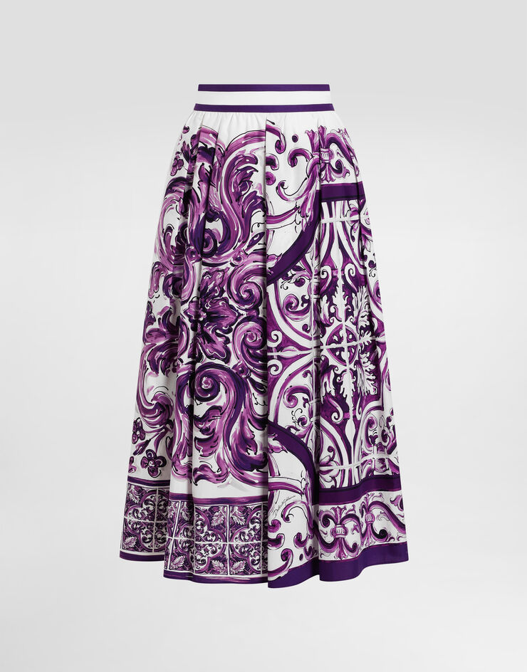 Dolce & Gabbana Gonna a pieghe stampa maiolica Multicolore F4CULTFI5JG