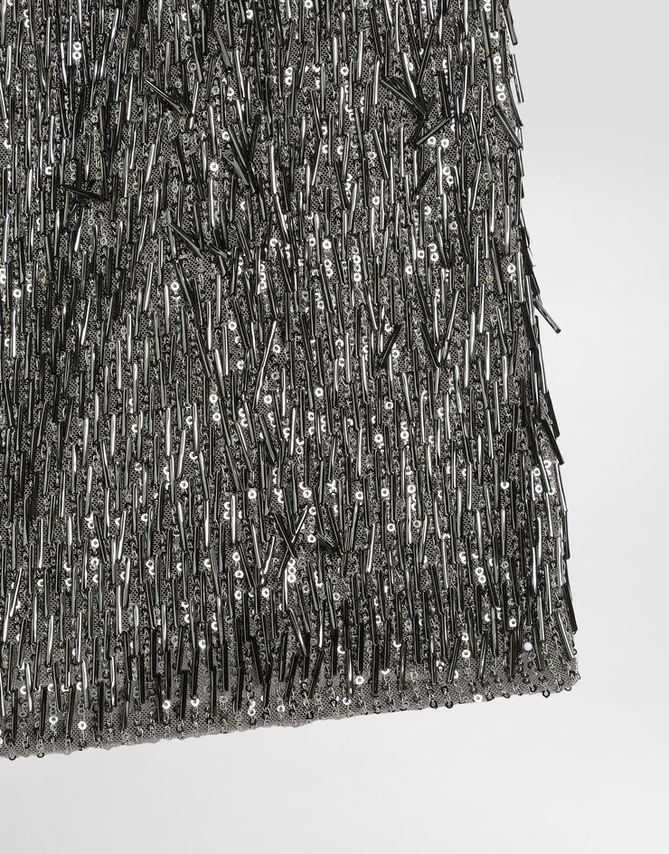 Dolce & Gabbana Kleid mit aufgestickten Pailletten Silver F60FNZFLSL5