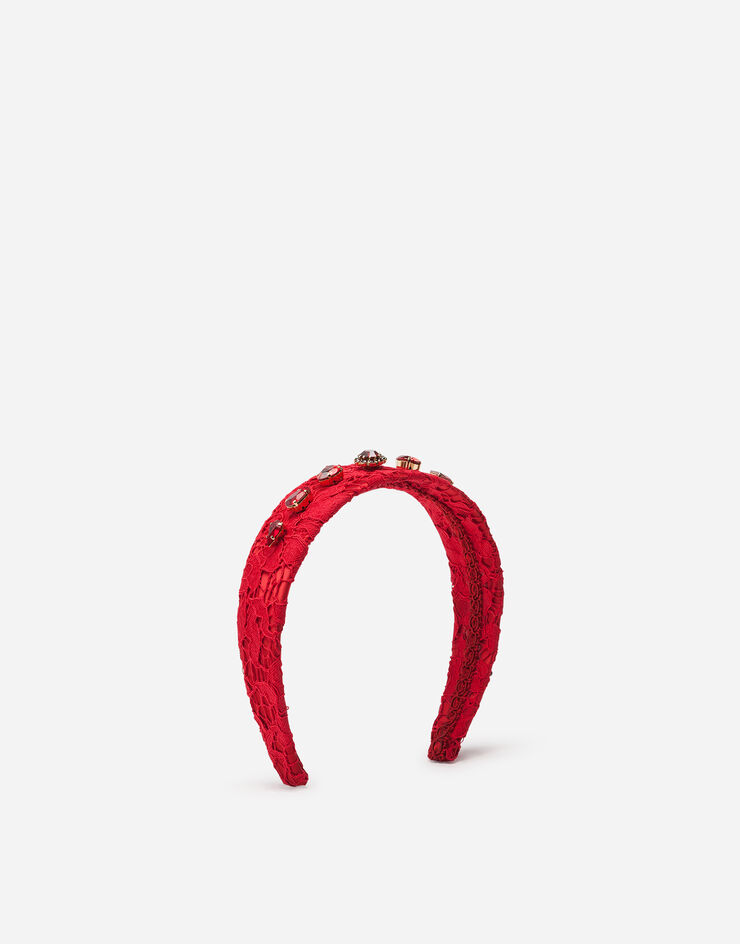 Dolce & Gabbana Serre-tête à applications de pierres Rouge LB3L50G7VXT