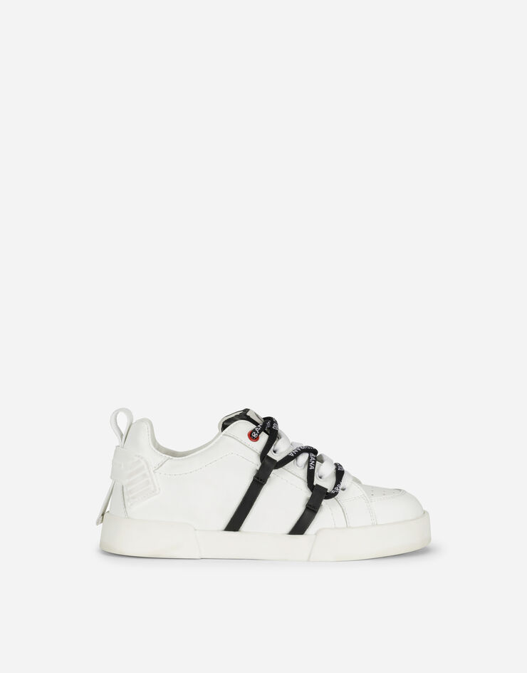 Dolce & Gabbana Portofino light sneakers in rubber calfskin BIANCO/NERO DA0783AX053