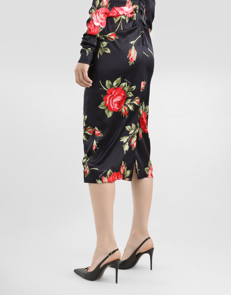 Dolce & Gabbana Rose bouquet-print draped satin dress Dolce & Gabbana Rose bouquet-print draped satin dress Multicolor F60DHTFSICD