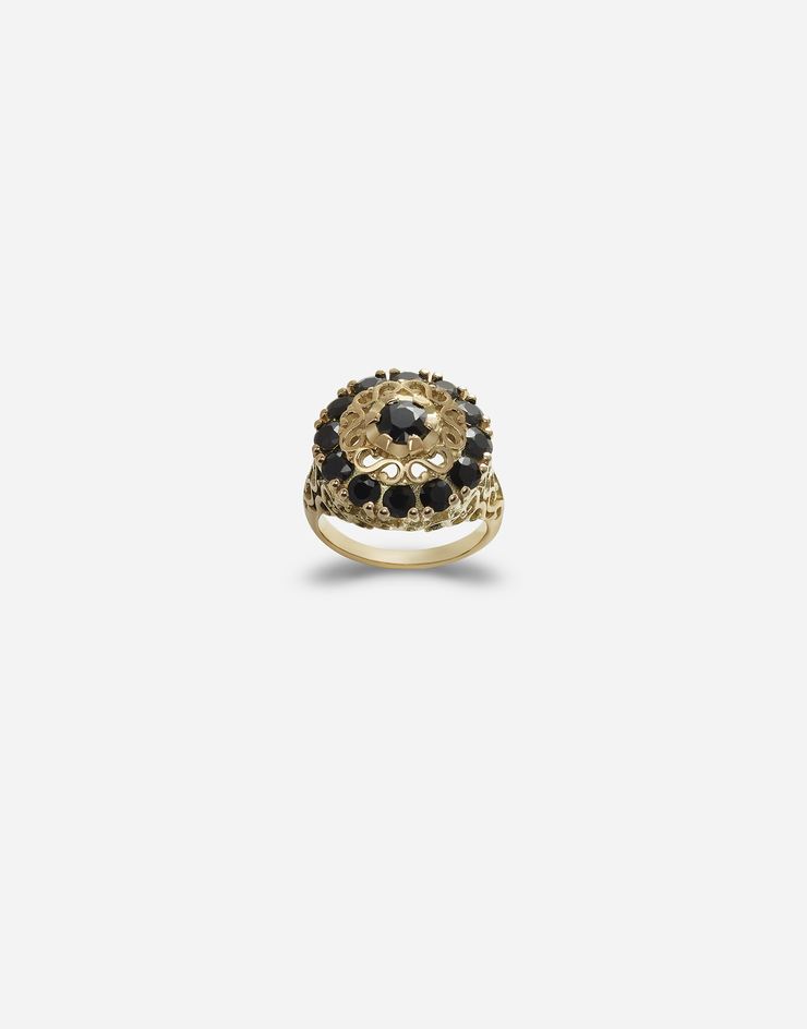 Dolce & Gabbana خاتم عنقودي بياقوت ذهبي/أسود WRKS5GWSA00