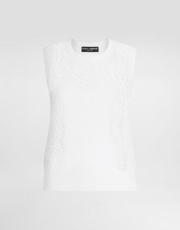 Dolce & Gabbana ウール＆レース タンクトップ ホワイト FXT02TJDVB0