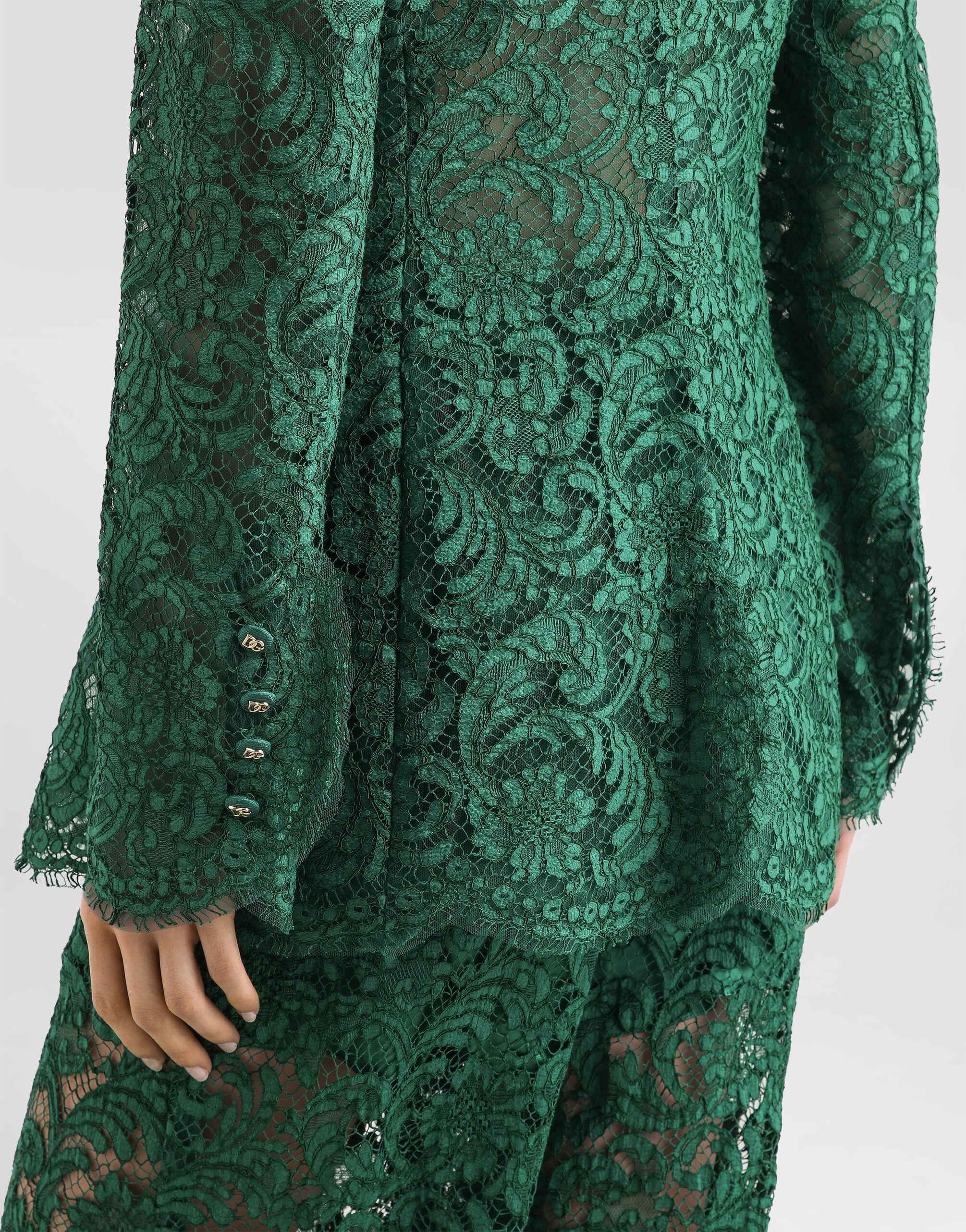 Double-breasted lace jacket in Green for Women | Dolce&Gabbana®