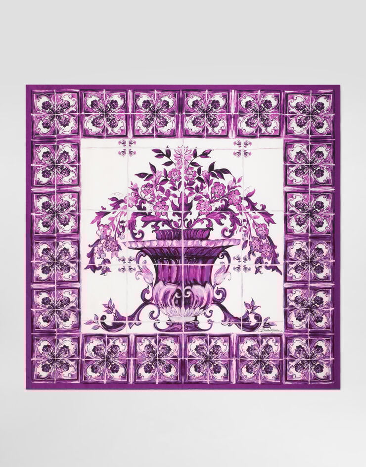 Dolce & Gabbana Majolica-print 90x90 silk twill foulard Print FN090RGDAOZ