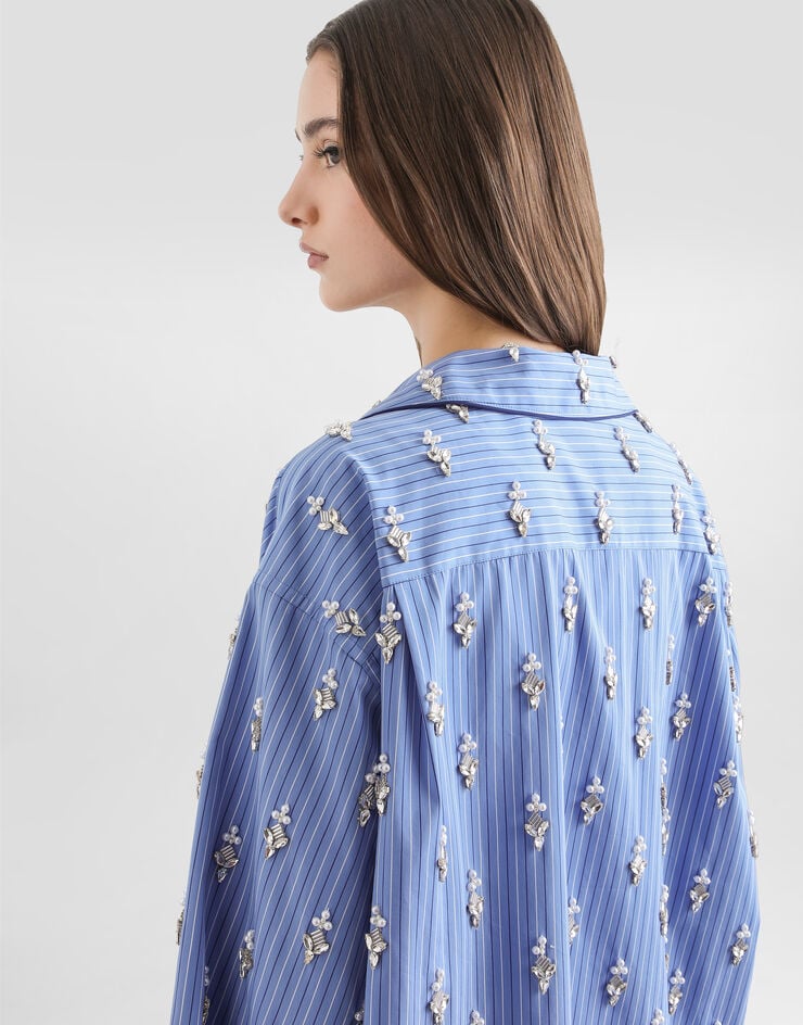 Dolce & Gabbana Cotton shirt with flower embroidery Dolce & Gabbana Cotton shirt with flower embroidery Multicolor F5U41ZGDDR1