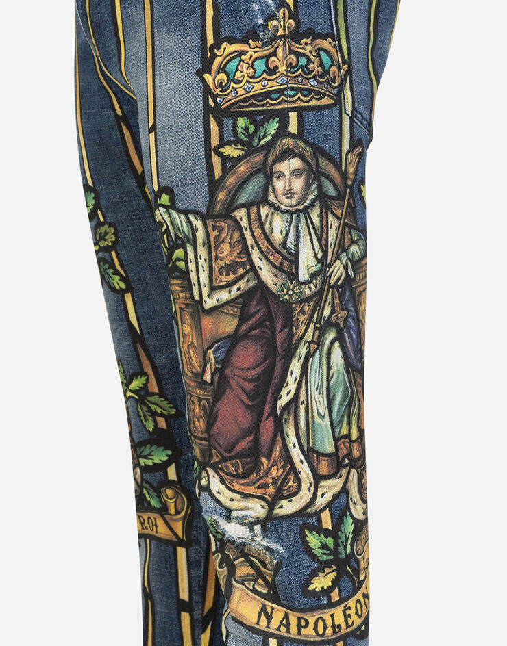 Dolce & Gabbana STRETCH SKINNY JEANS WITH NAPOLEON PRINT MULTICOLORED GYC4LDG8CD3