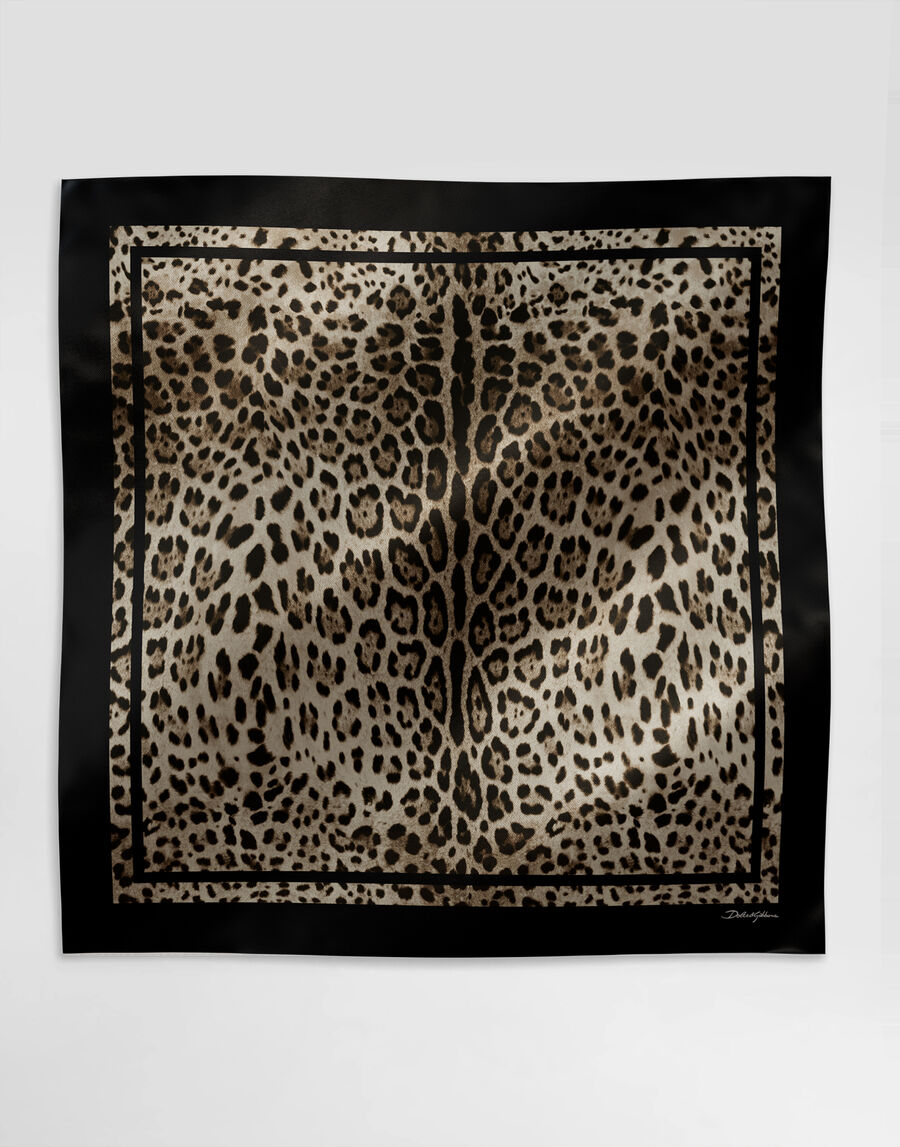 Leopard-print silk twill foulard (90x90)