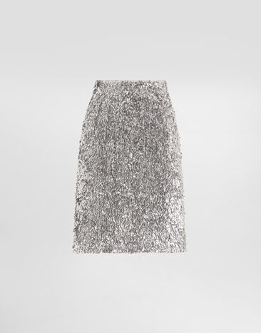 Dolce & Gabbana Lined sequin skirt Silver F4DAITFLSMC