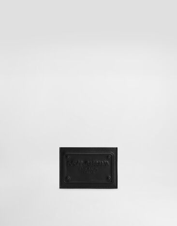 Dolce & Gabbana Calfskin card holder with raised logo Black VG4451VP387