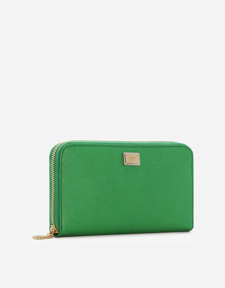 Dolce & Gabbana Dauphine calfskin zip-around wallet with branded tag Green BI0473A1001