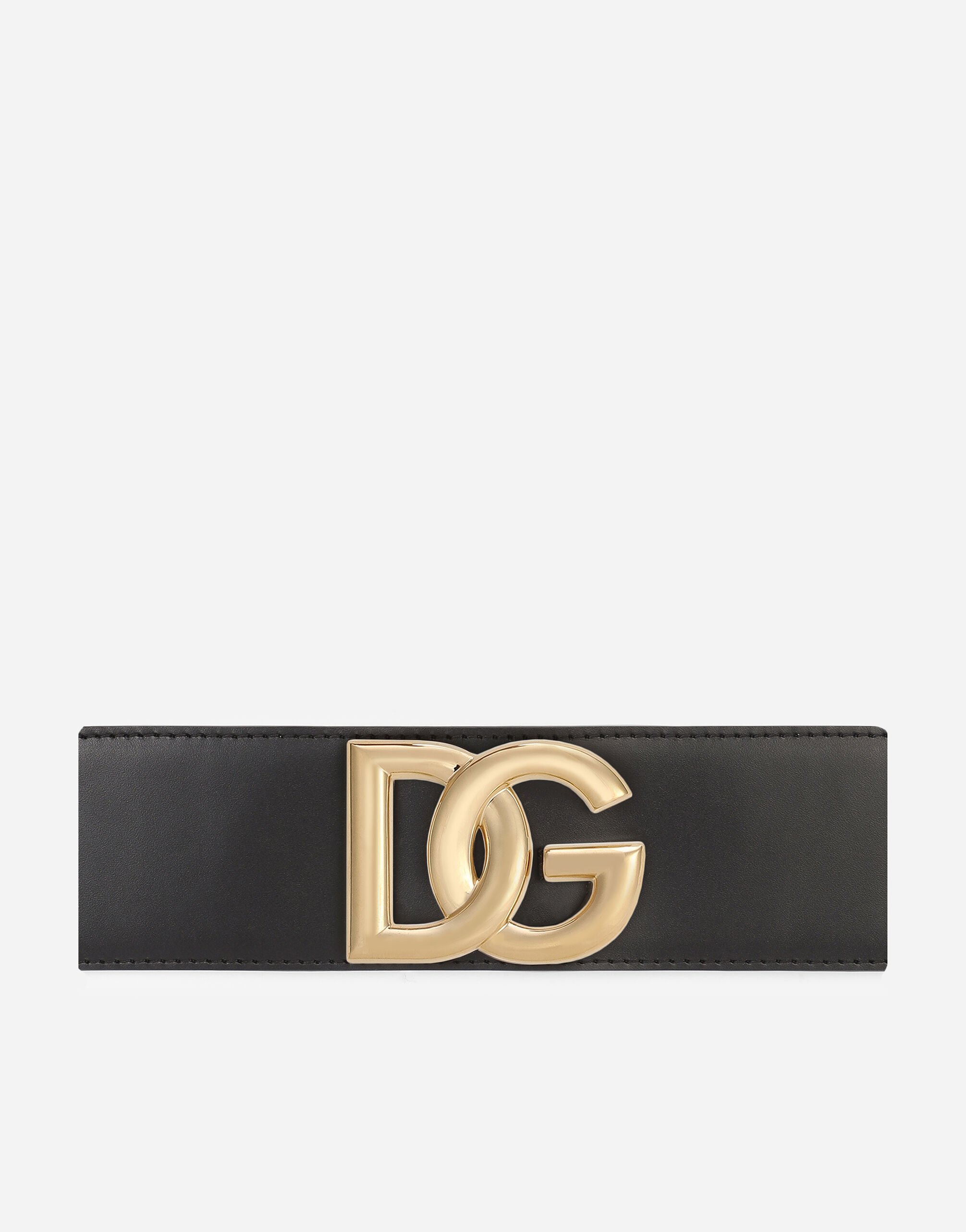 Dolce & Gabbana Stretch band and lux leather belt with DG logo Black F6R6MTFUGKG