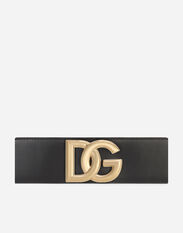 Dolce & Gabbana Stretch band and lux leather belt with DG logo Black FTB7NTGDP69