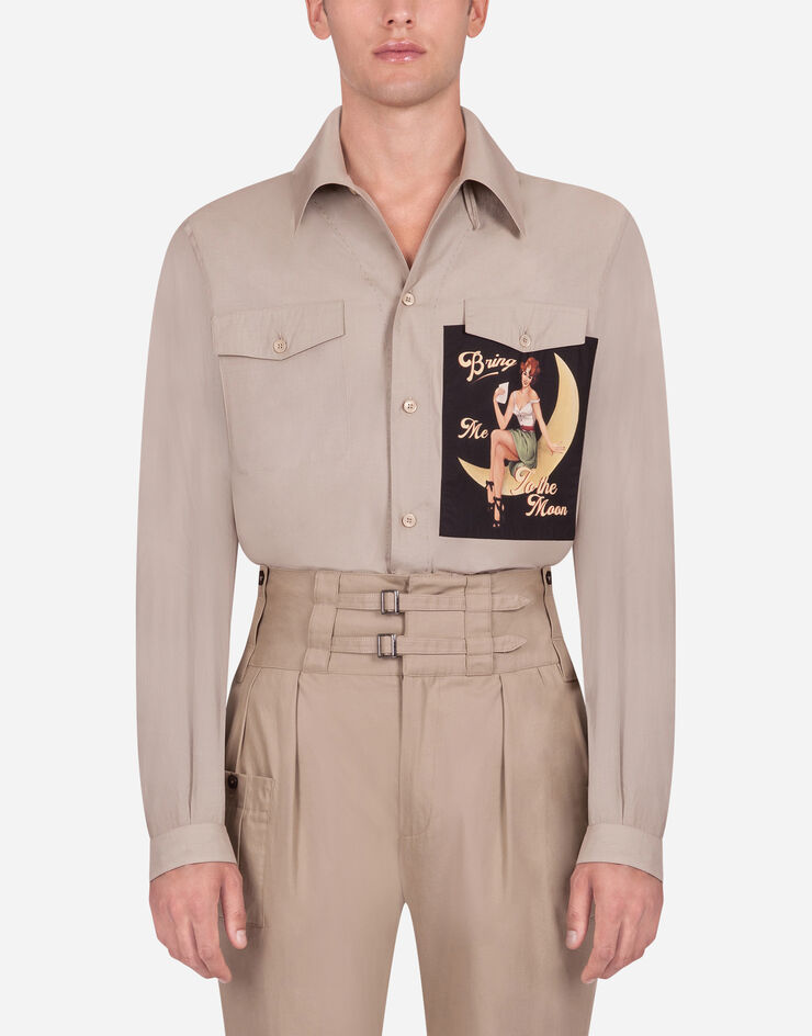 Dolce & Gabbana SHIRT WITH PIN-UP PATCH BEIGE G5HN2TFU5K9