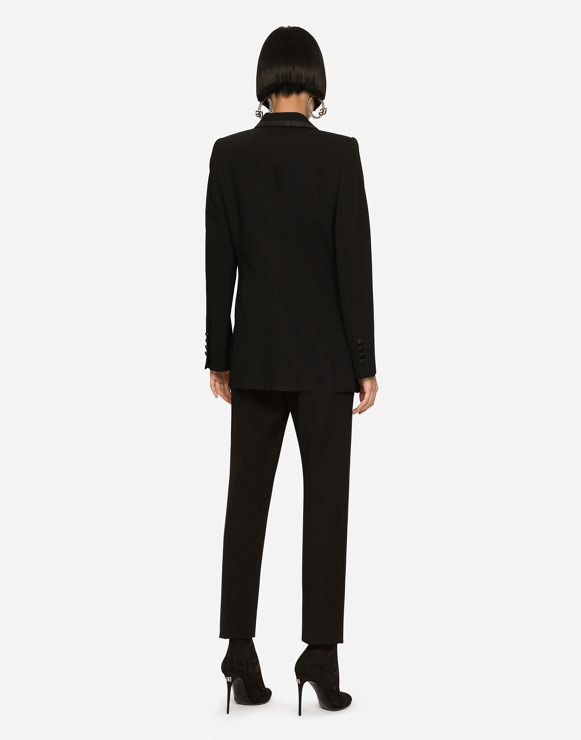 Single-breasted twill Turlington tuxedo jacket in Black for