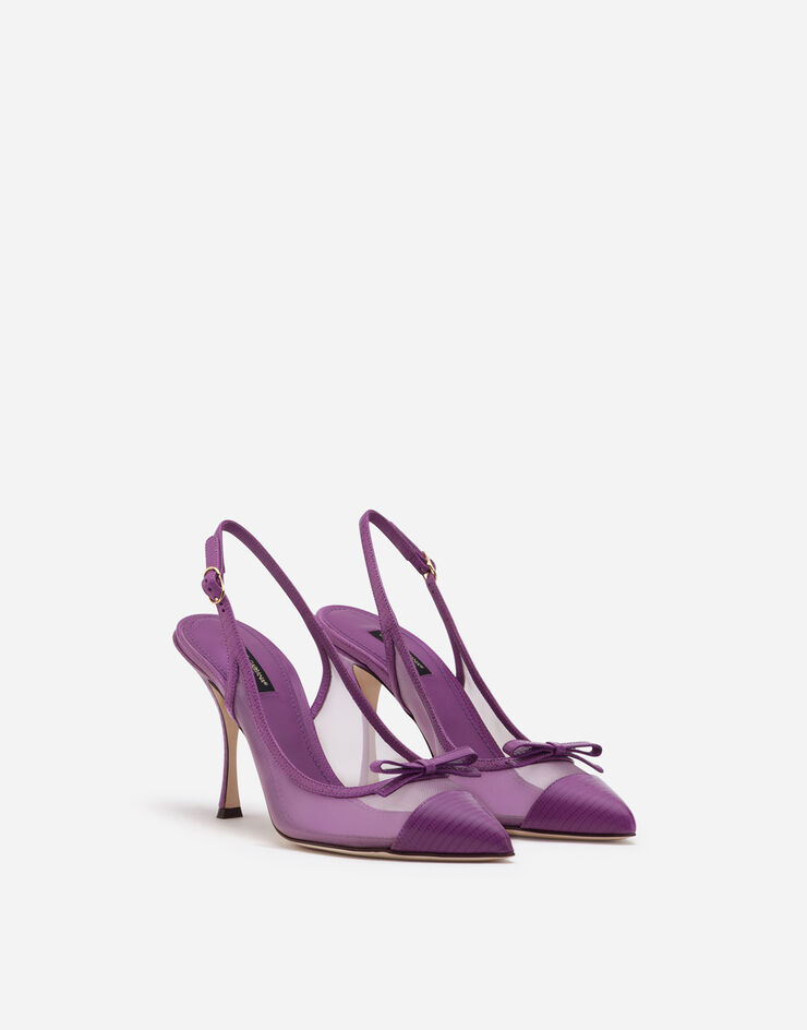 Dolce & Gabbana Sling back shoes in iguana print leather and mesh VIOLETT CG0400AX047
