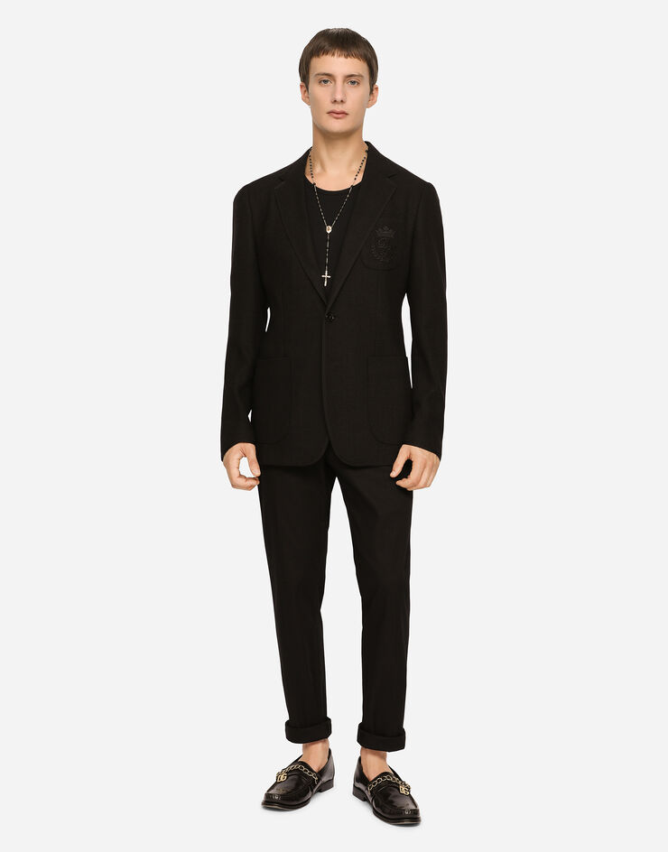 Dolce & Gabbana Deconstructed stretch jersey jacket with embroidery Black G2OX1ZFMGAG