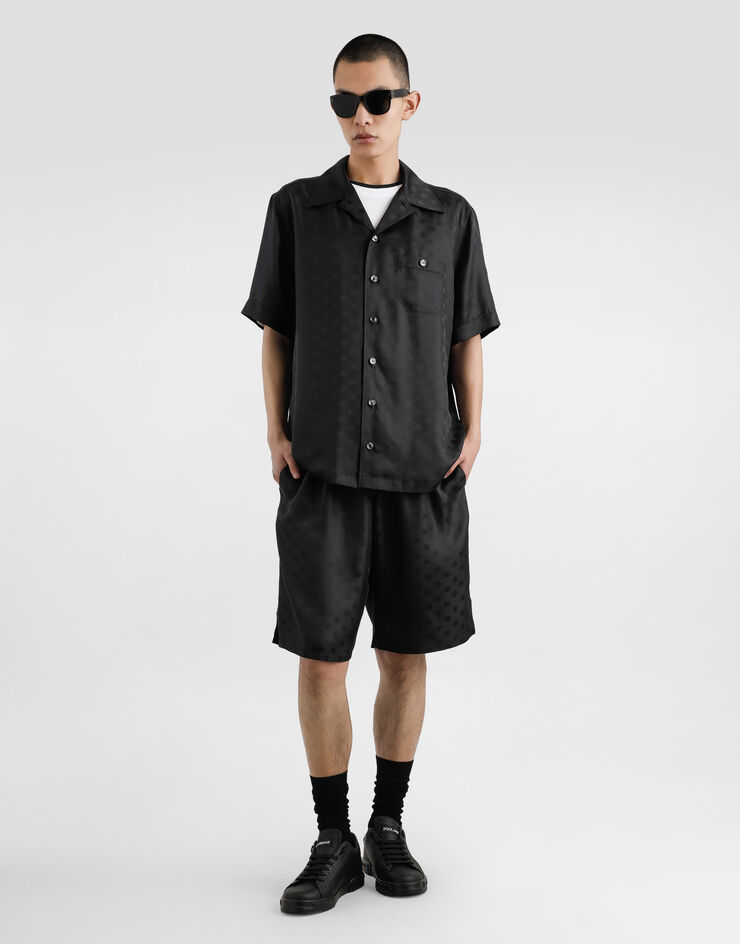 Dolce & Gabbana DG logo jacquard hawaii shirt Black G5JH9TFJ1JY