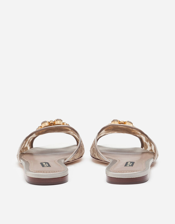 Dolce & Gabbana Lace rainbow slides with brooch detailing Brown CQ0023AL198