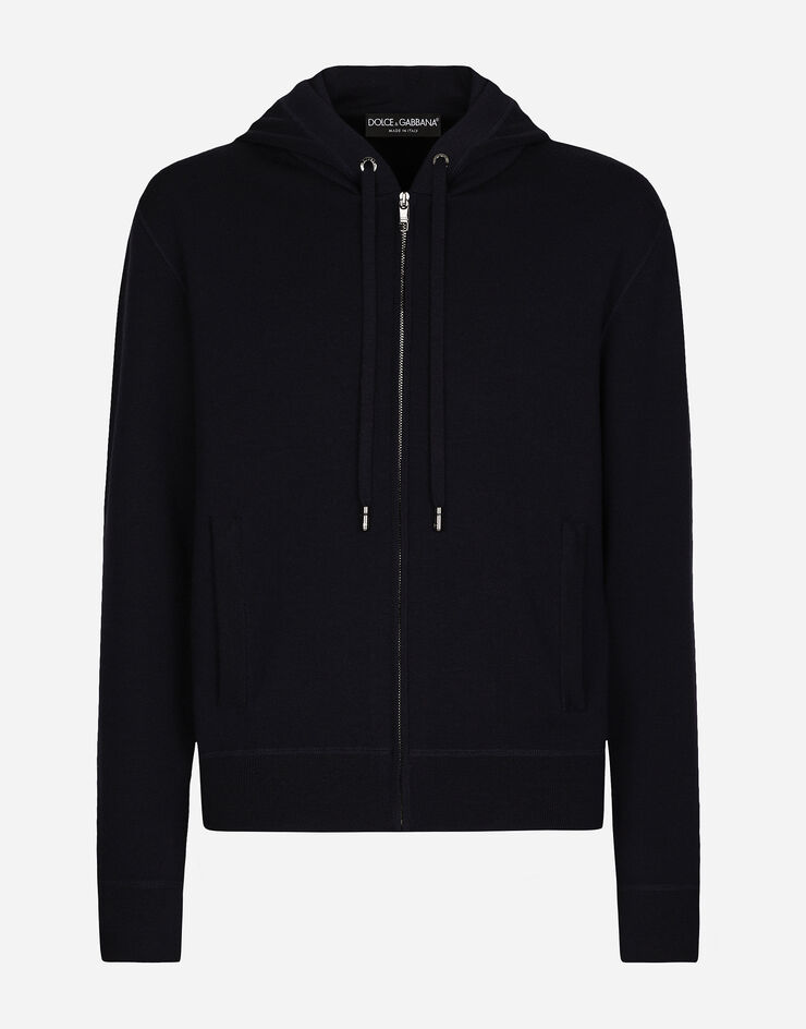 ブルーのメンズ Wool and silk zip-up hoodie | Dolce&Gabbana®