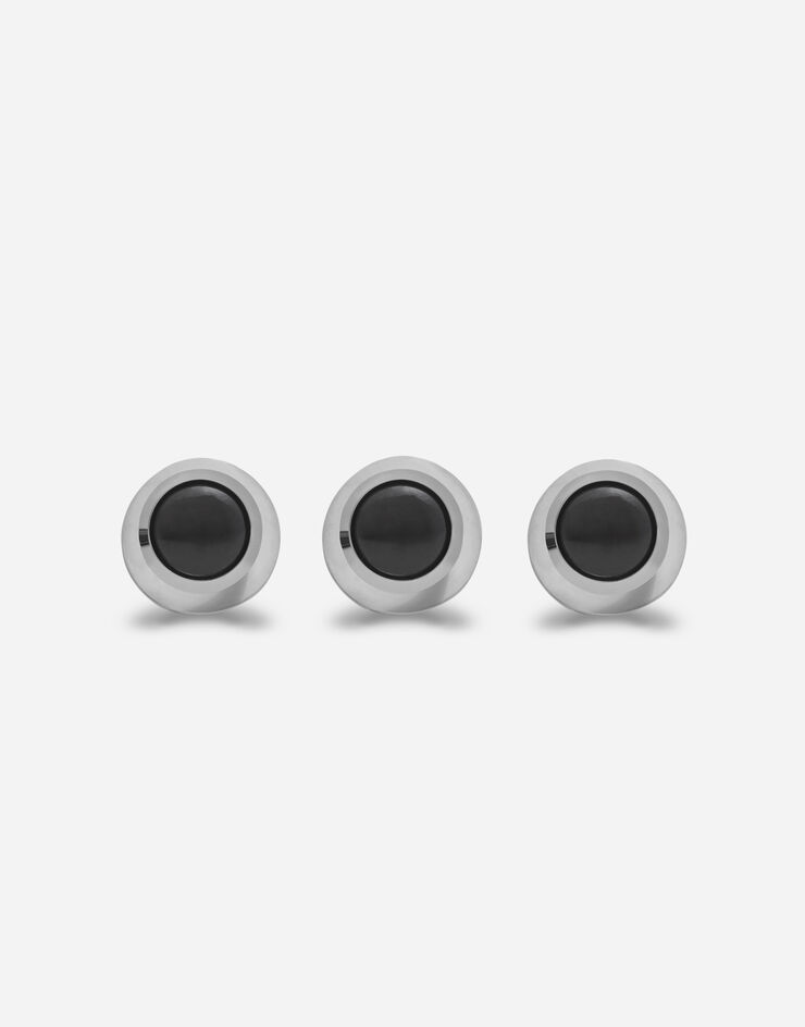 Dolce & Gabbana White gold tuxedo buttons with black jades White Gold WZKC2GWNEW3