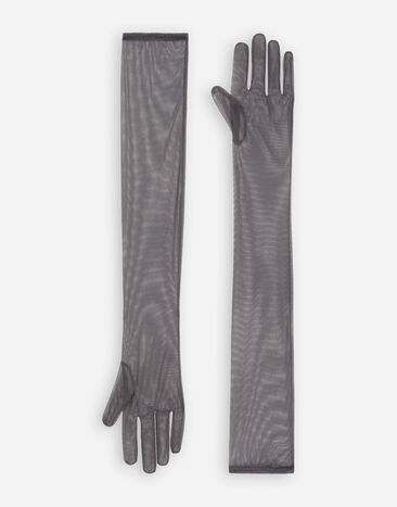 Dolce & Gabbana KIM DOLCE&GABBANA Long light stretch tulle gloves Grey FG108AFLRDA