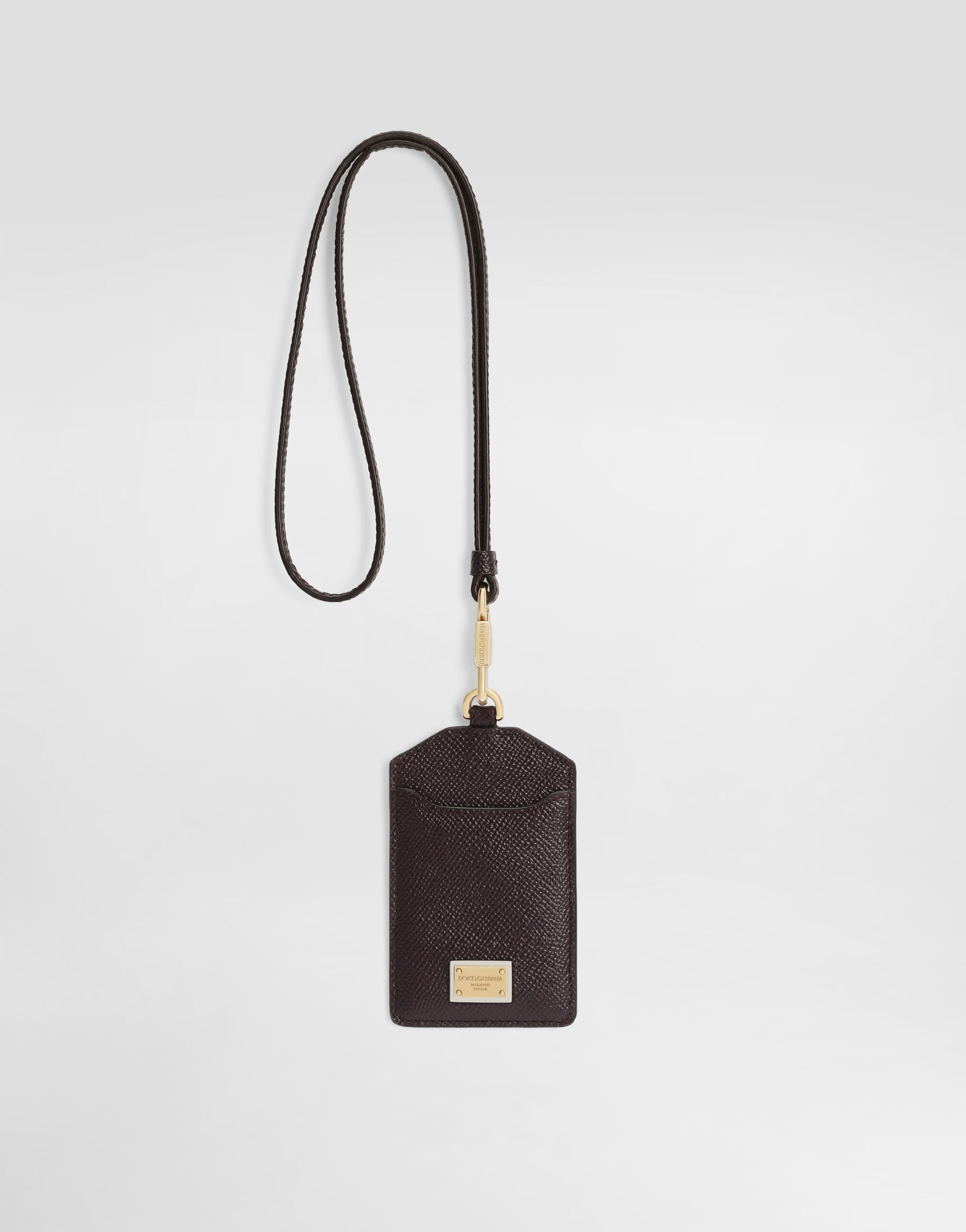 Dauphine calfskin keychain with plate in Bordeaux for Women